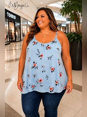 NWT Torrid Blue Floral Dobby Cami Tank | Size 2 (2X 18/20) Flowy